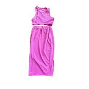 SHEIN Vibrant Pink Ribbed Set Size Small